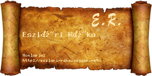 Eszlári Réka névjegykártya